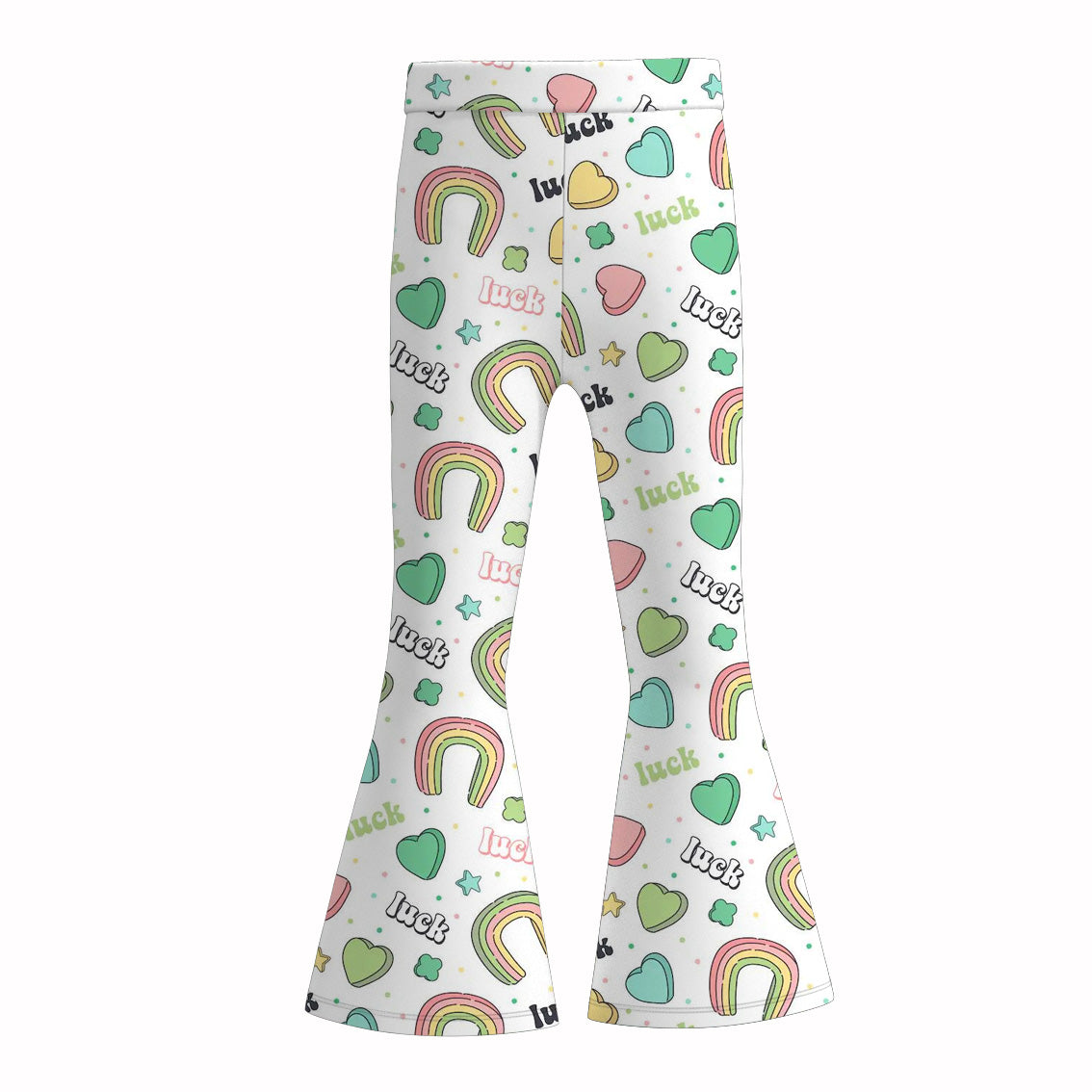 （Pre Order）Girls St.Patrick's Day Shamrock Print Bell Pants