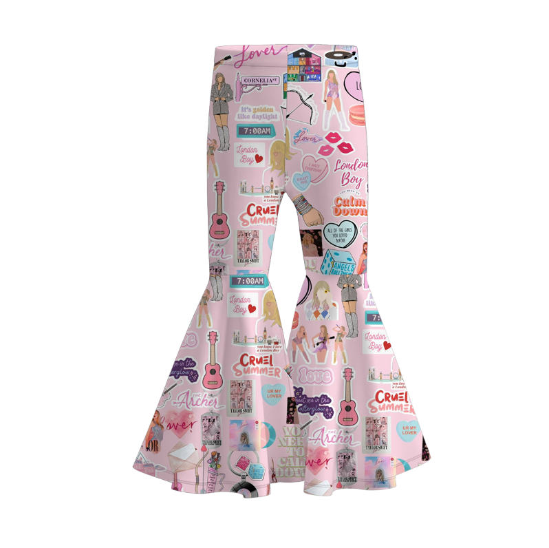 （Pre Order）Girls Spring and Summer TS Print Bell Pants