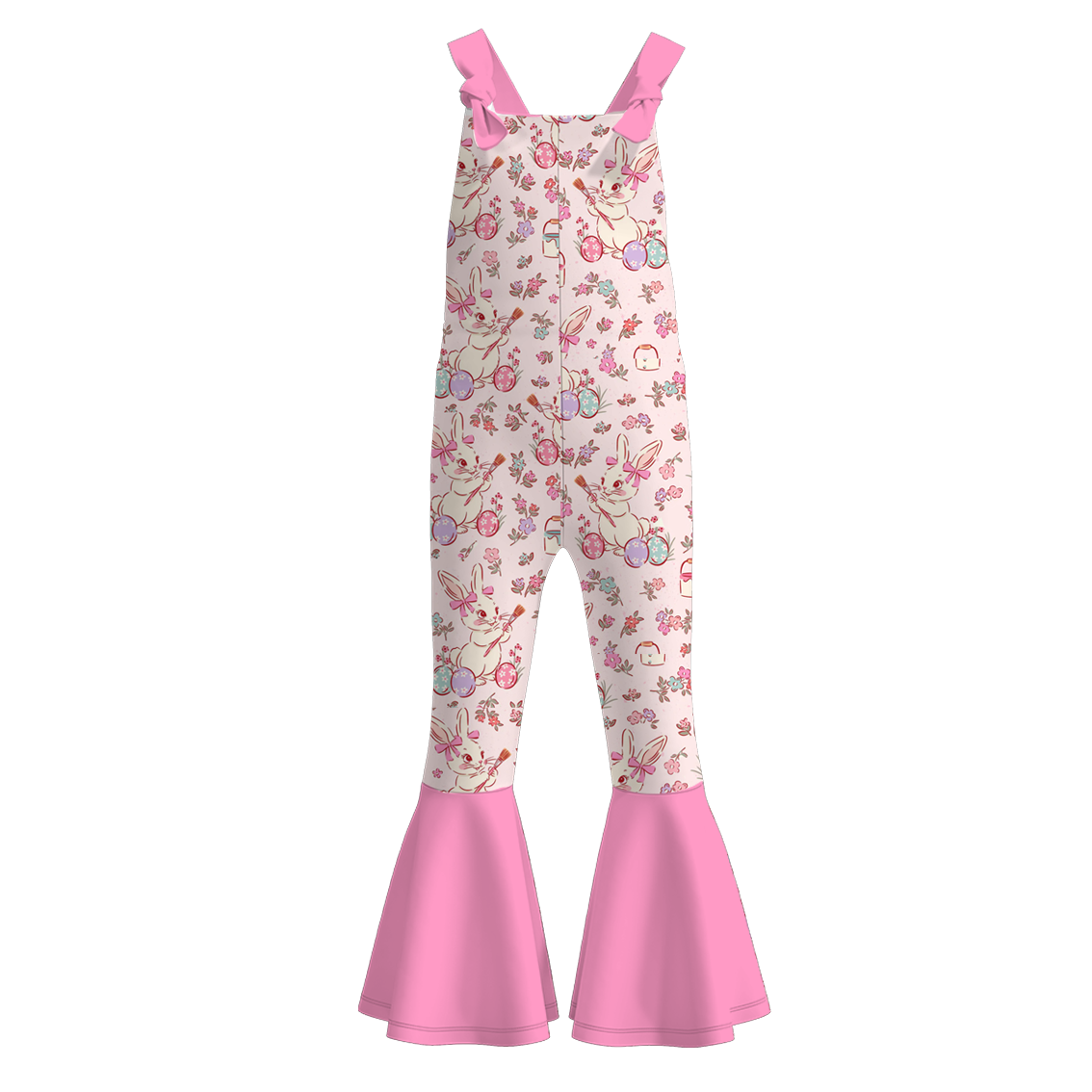 （Pre Order）Girls Easter Bunny Print Suspender Jumpsuit