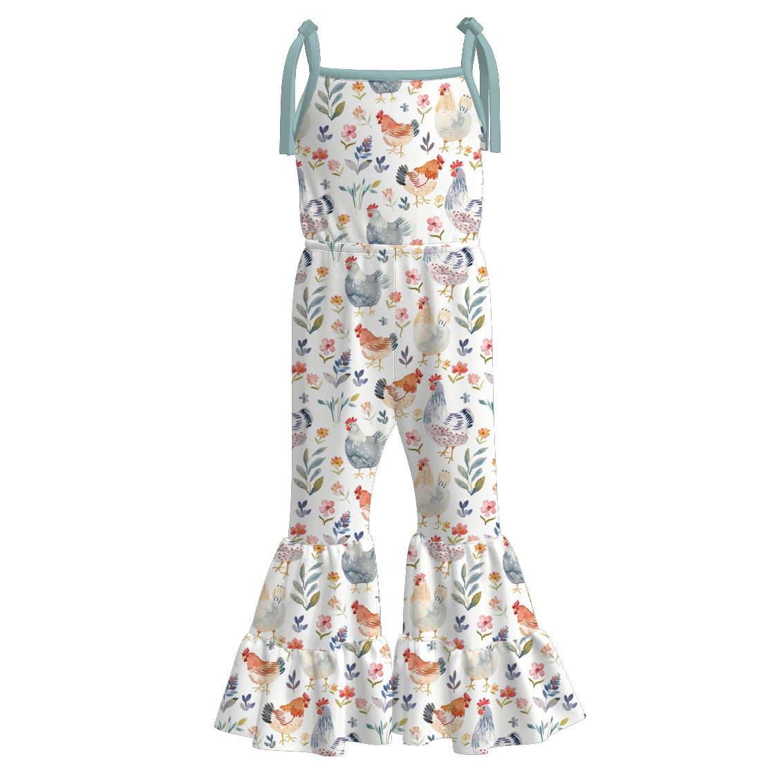 （Pre Order）Girls Spring and Summer Print Suspender Jumpsuit