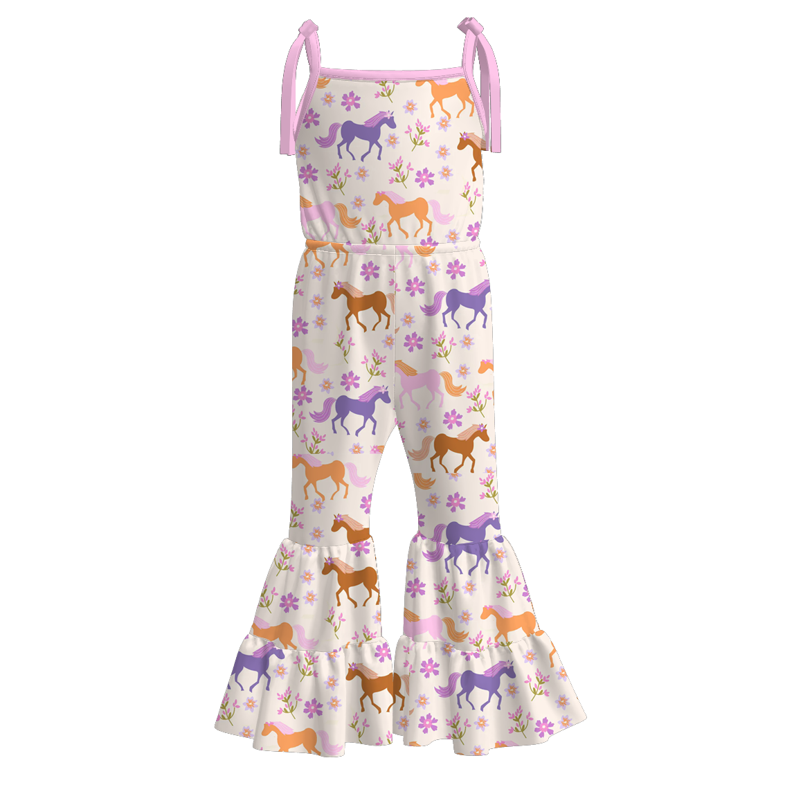 （Pre Order）Girls Spring and Summer Print Suspender Jumpsuit