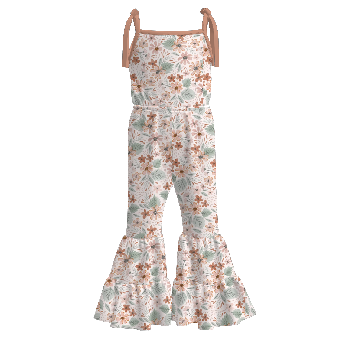 （Pre Order）Girls Spring and Summer Floral Print Suspender Jumpsuit