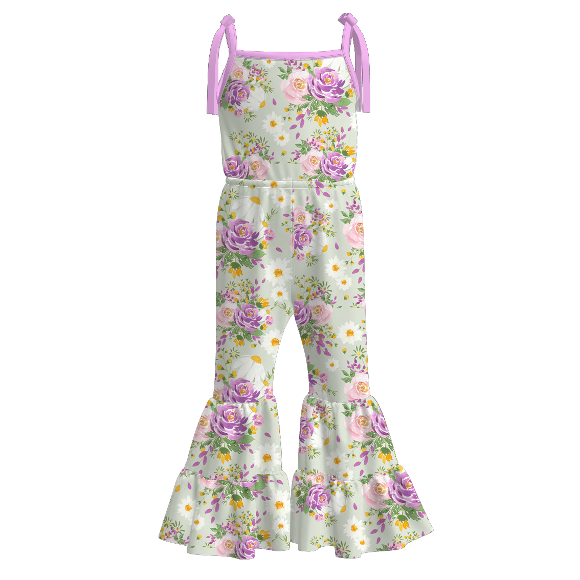 （Pre Order）Girls Spring and Summer Floral Print Suspender Jumpsuit