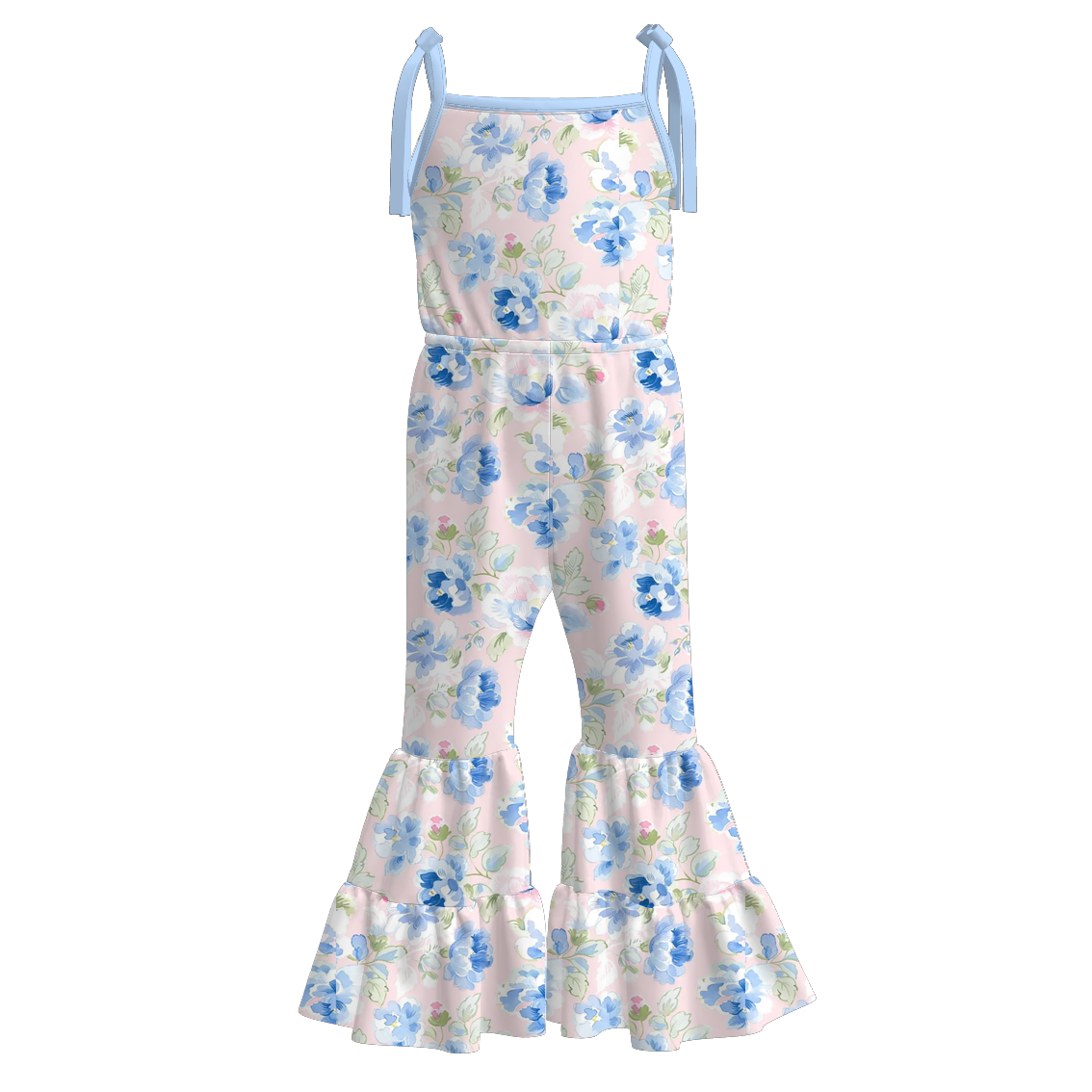 （Pre Order）Girls Spring and Summer Floral Print Suspender Jumpsuit