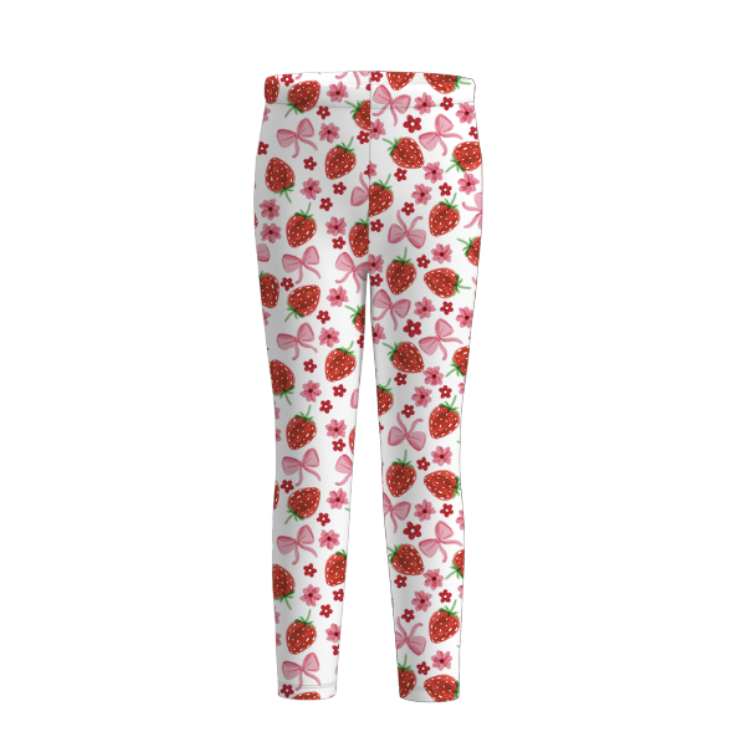 （Pre Order）Girls Spring and Summer Strawberry＆Bow Print Pants