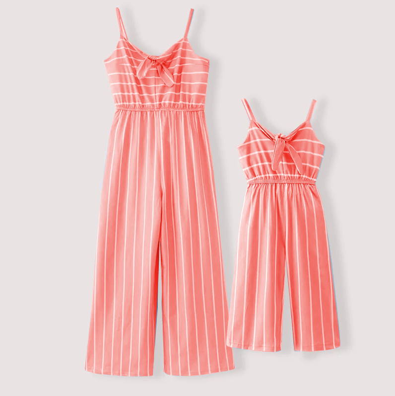 （Pre Order）Mommy and Me Spring＆Summer Colorful Striped Slip Jumpsuit