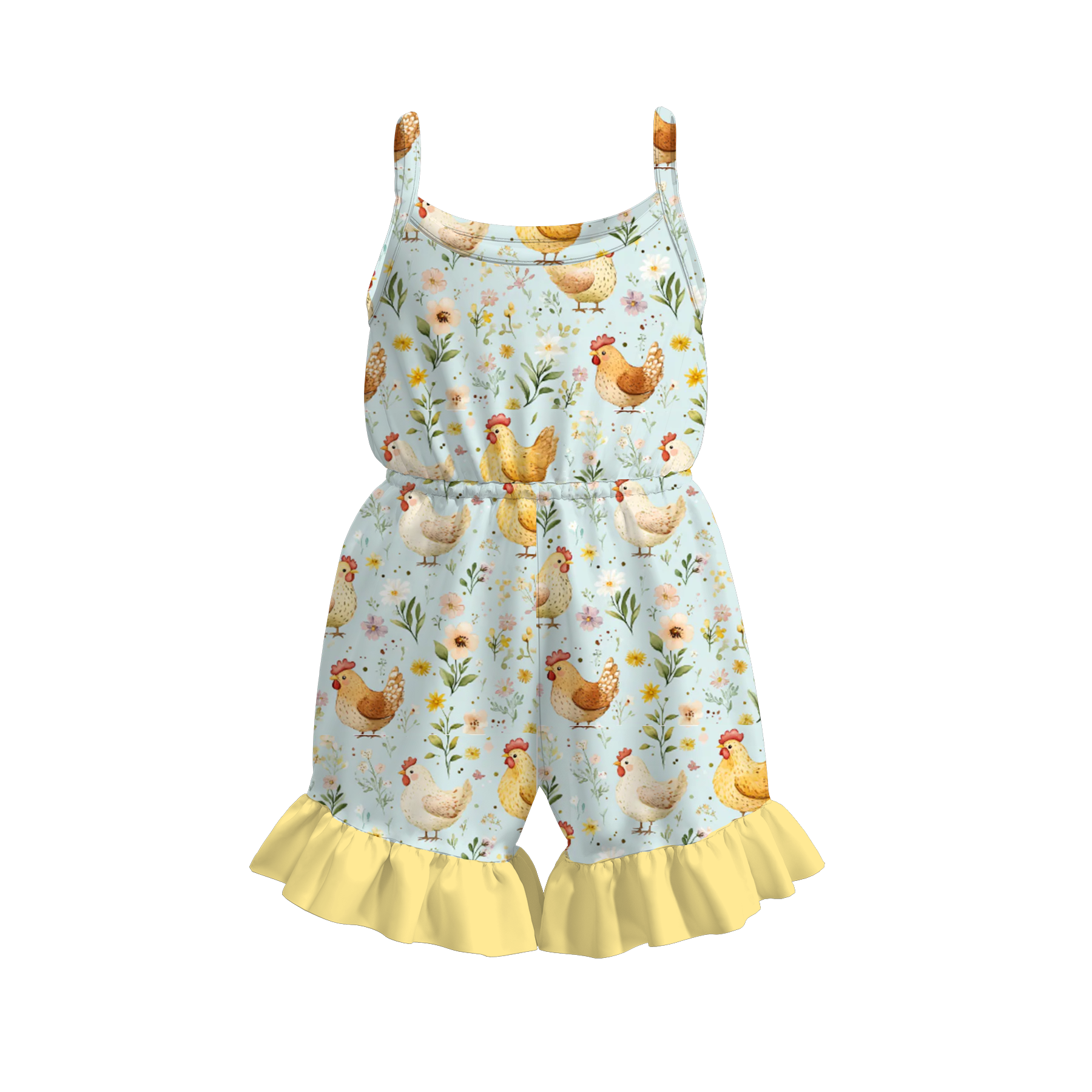 （Pre Order）Girls Spring and Summer Farm Print Dress,Shorts and Jumpsuit