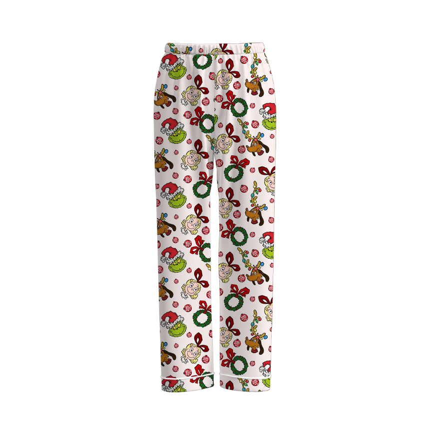 （Pre Order）Mommy Christmas Cartoon Print Pajama Pants