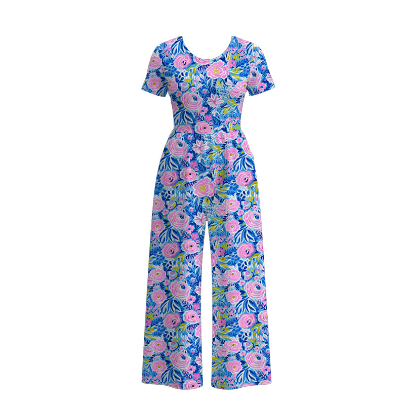 （Pre Order）Mommy and Me Spring and Summer Floral Print Jumpsuit