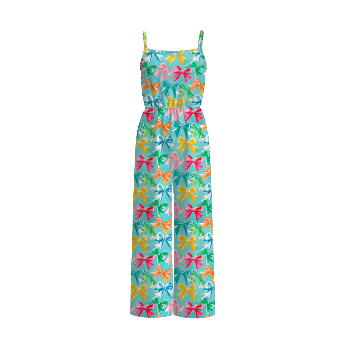 （Pre Order）Mommy＆Me Spring and Summer Bow,Floral Print Jumpsuit