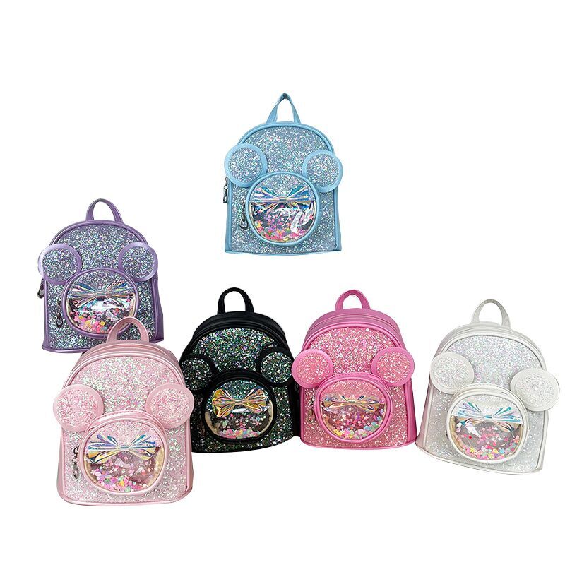 （Pre Order）Girls Bow Sequins PU Backpacks