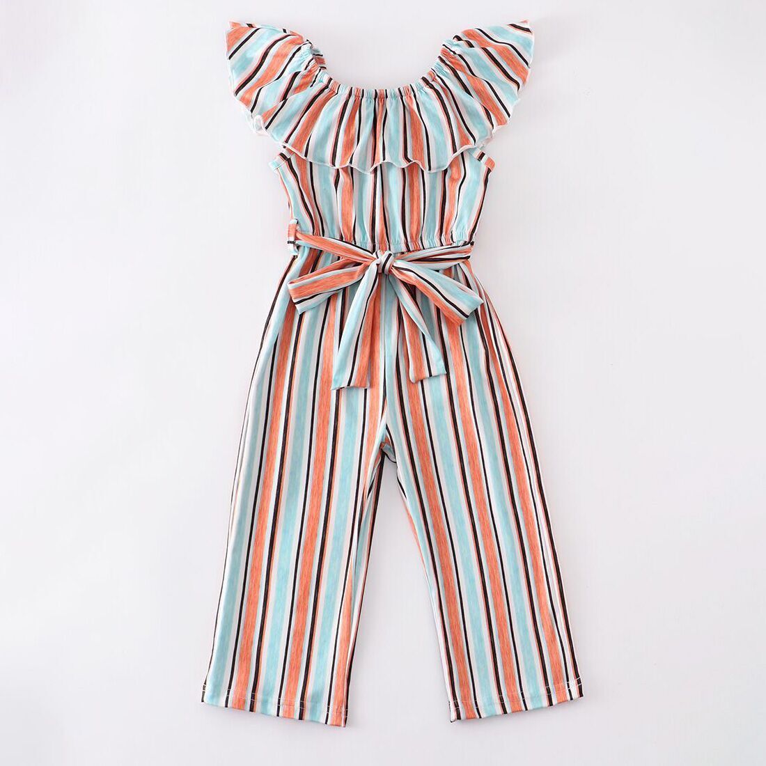 Girls Color Stripe Pants Jumpsuit