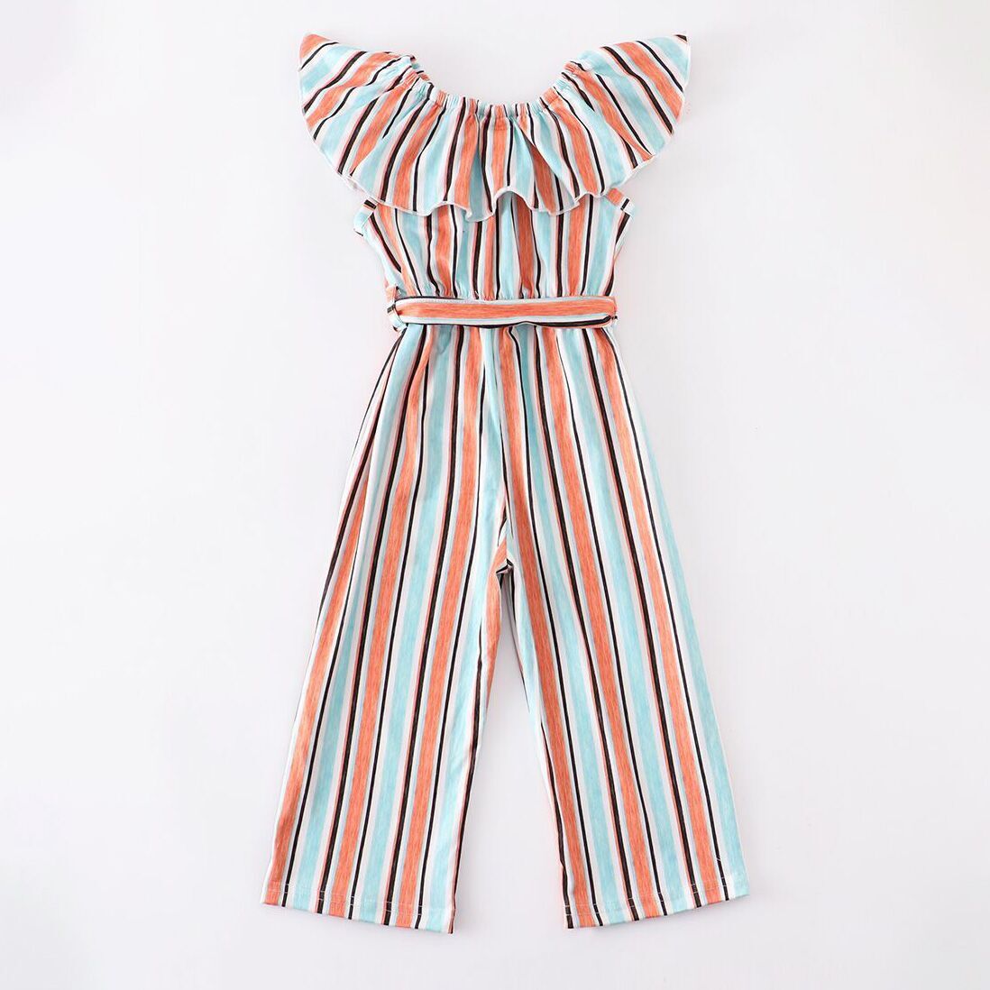 Girls Color Stripe Pants Jumpsuit