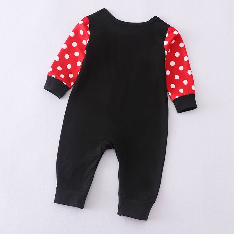 (In Stock Q08-02-01)Baby Red Polka Dot Print Smocked Romper