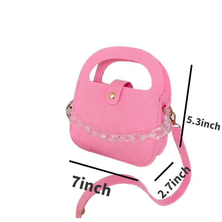 （Pre Order）Girls Chain Decor Saddle Bag