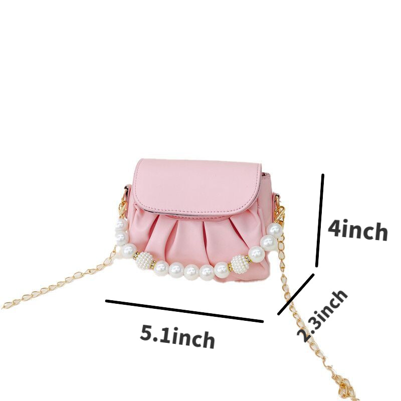 （Pre Order）Girls Pearl Chain Crossbody Bag