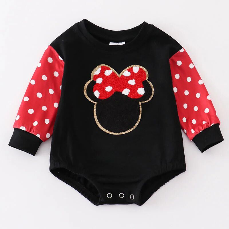 (In Stock G28-05-03)Baby Girls Cartoon Chenille Patches Romper