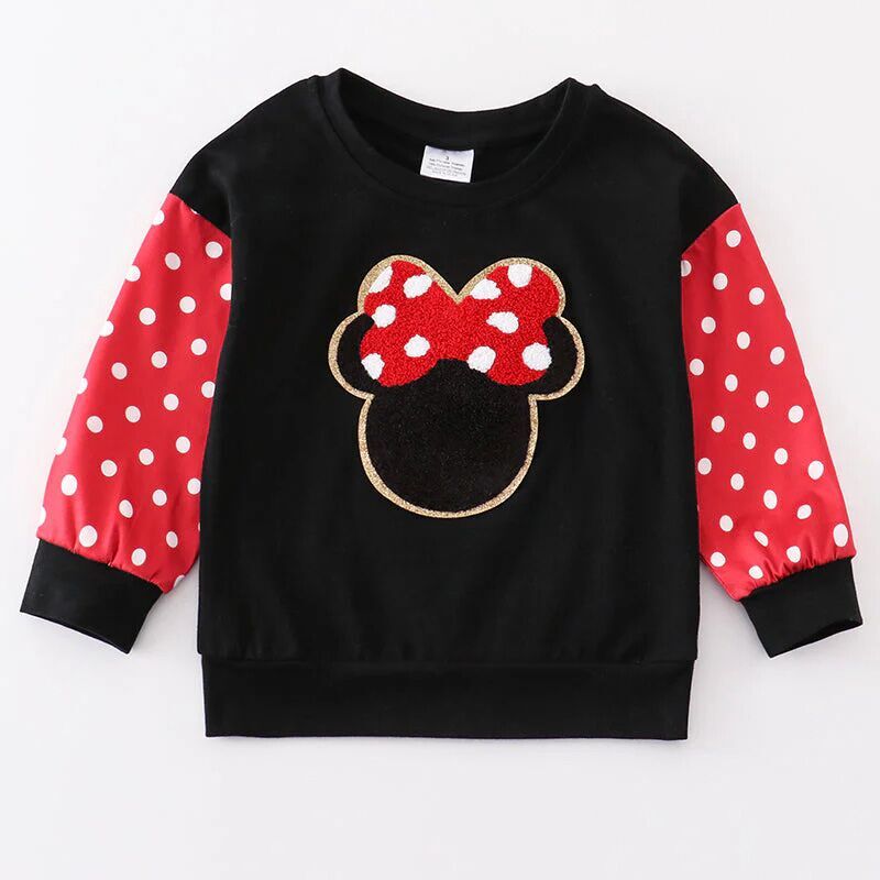 （In Stock G28-04-03）Girls Fall Cartoon Chenille Patches Top