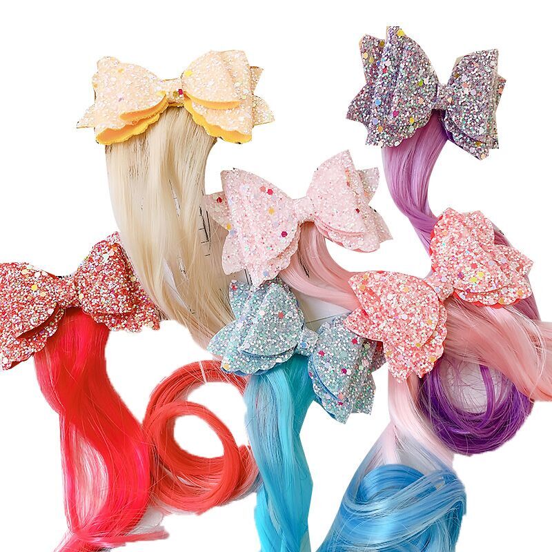 （Pre Order）Girls Stylish Bow Colored Wig Piece