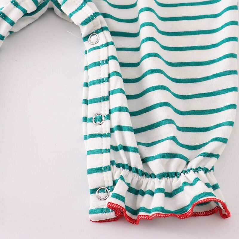 （In Stock L37-1-1）Baby Boys Christmas Applique Stripe Romper