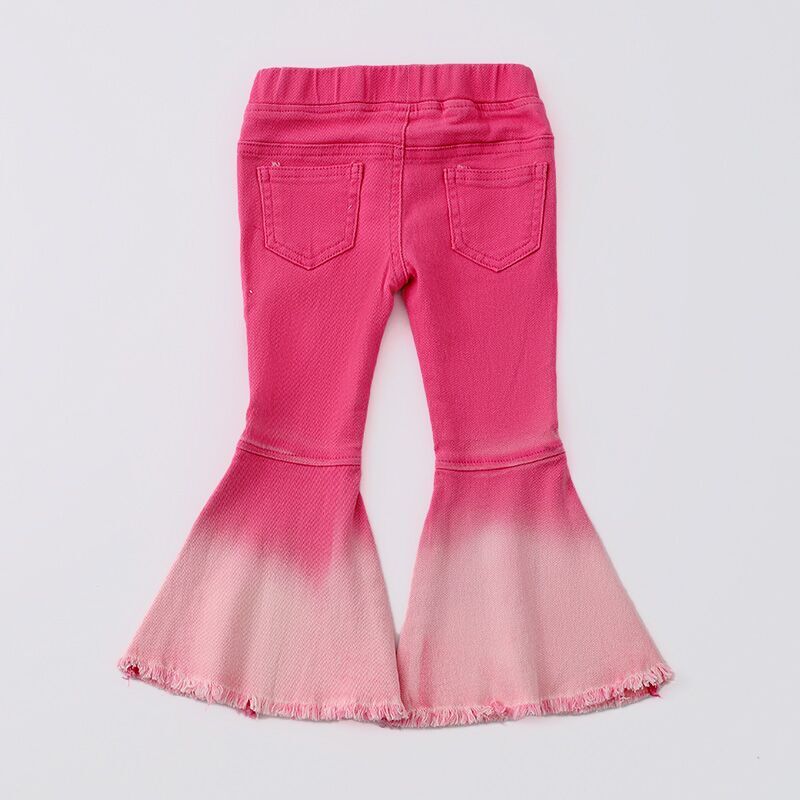 （In Stock G16-3-3）Girls Pink Elastic Jeans