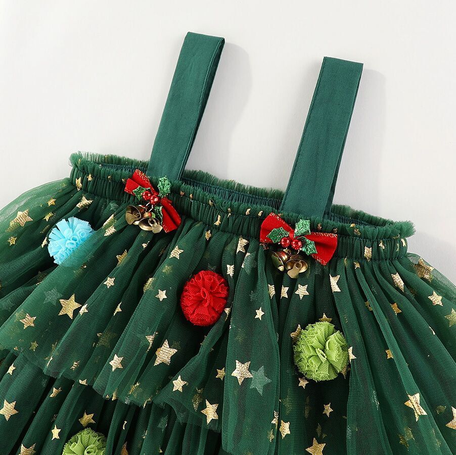 （Pre Order）Girls Christmas Suspender Gauze Dress