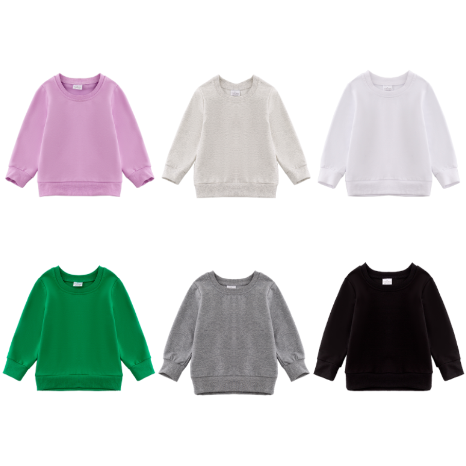 （In Stock E39）Girls Cotton Solid Color Sweatshirt