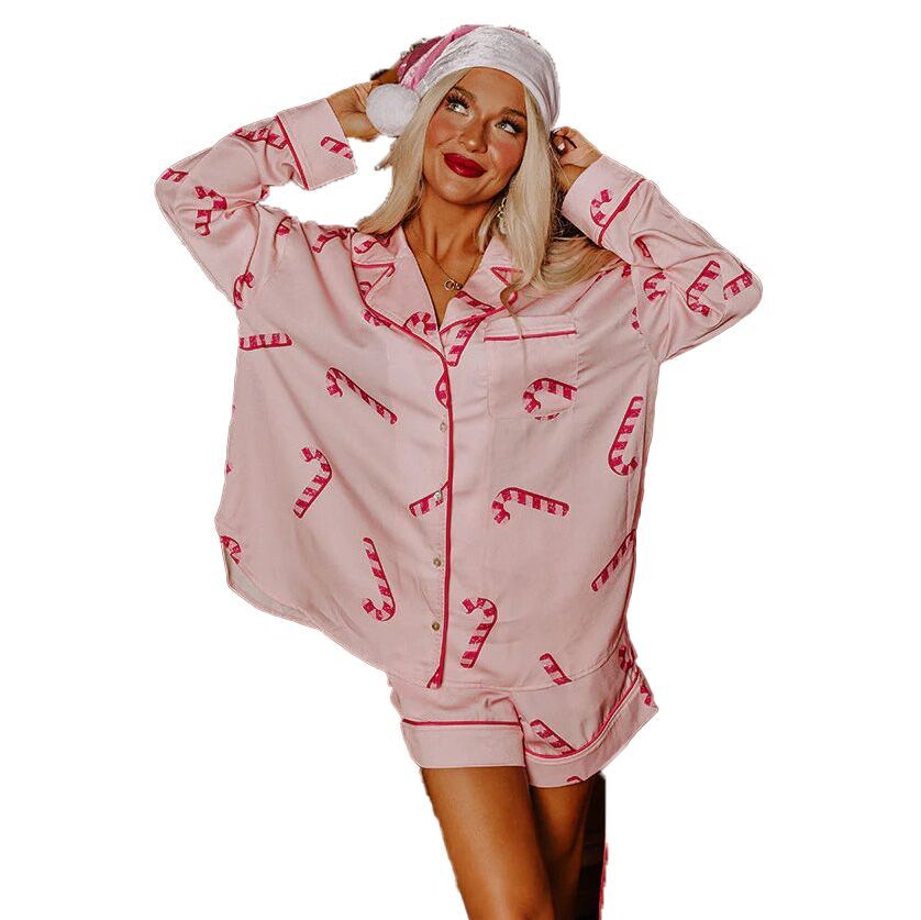 （Pre Order）Adults Christmas Print Satin Pajamas