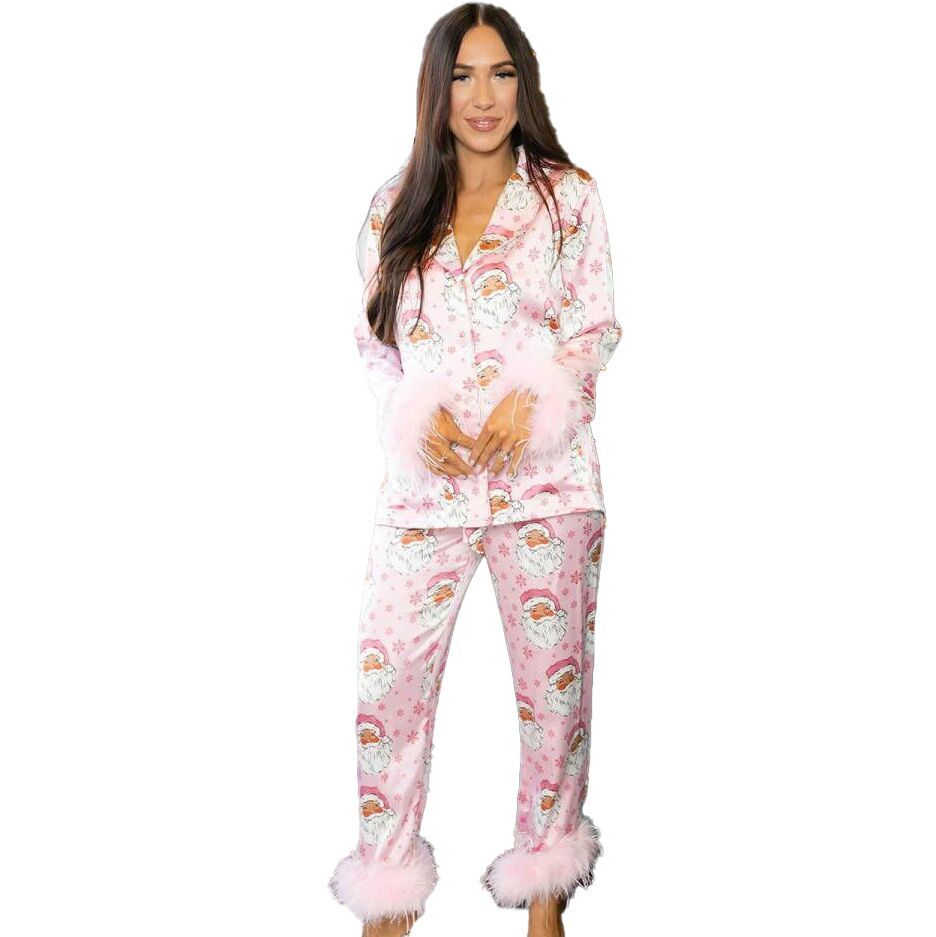 （Pre Order）Adults Christmas Print Satin Pajamas