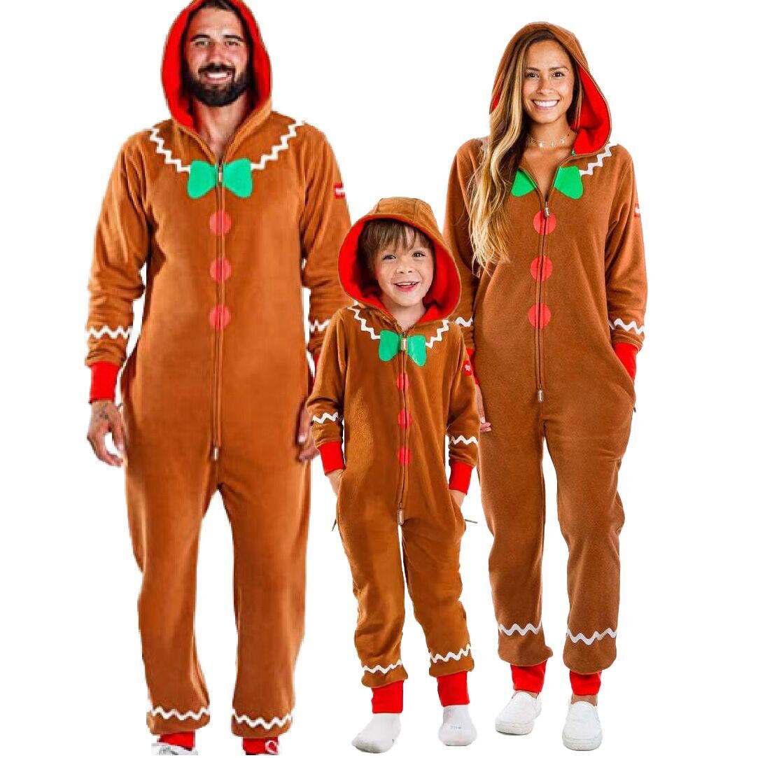 （Pre Order）Family Christmas Gingerbread Man One-piece Home Suit