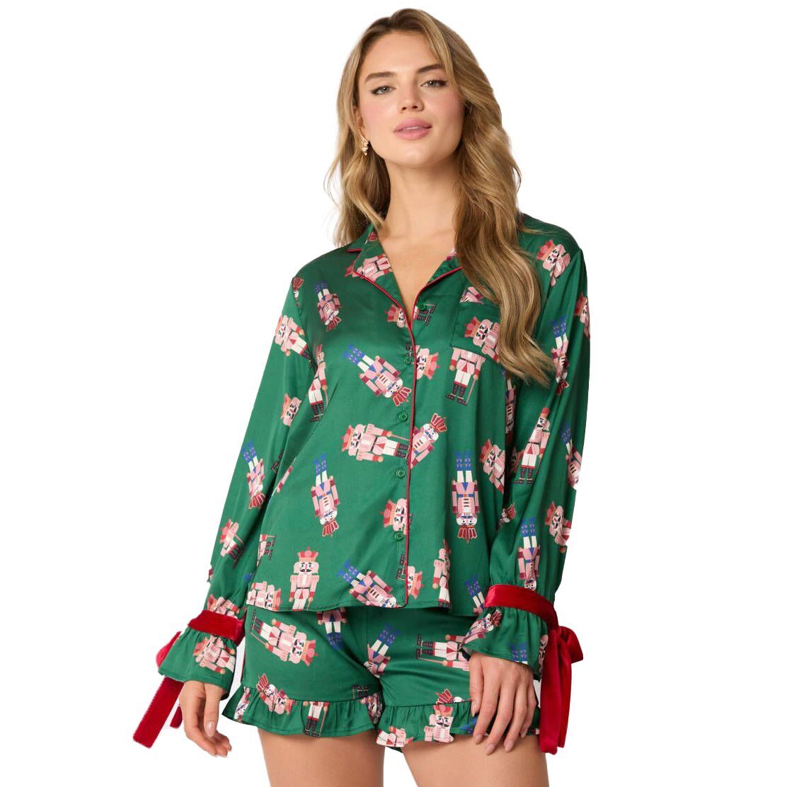 （Pre Order）Adults Christmas Print Satin Pajamas