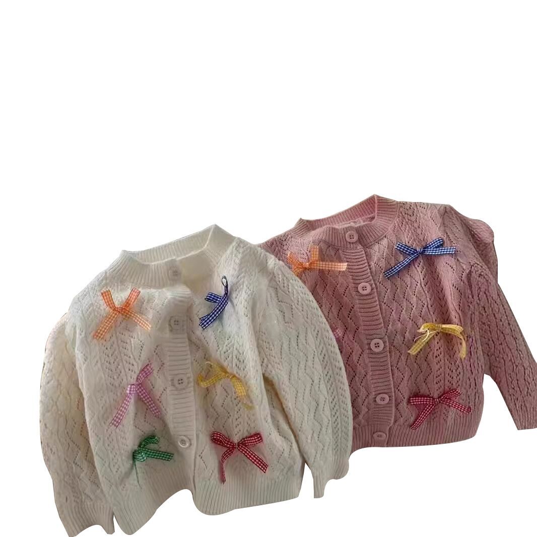 （Pre Order）Girls Bow Knit Cardigan