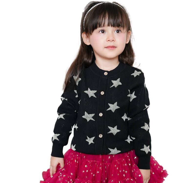 （Pre Order）Girls Star Jacquard Sweater Cardigan