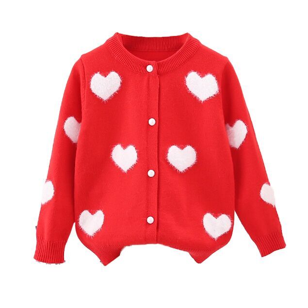 （Pre Order）Girls Valentine's Day Jacquard Sweater Cardigan