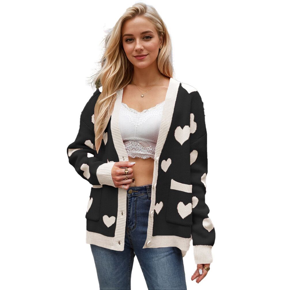 （Pre Order）Adults Valentine's Day Love Jacquard Sweater Cardigan