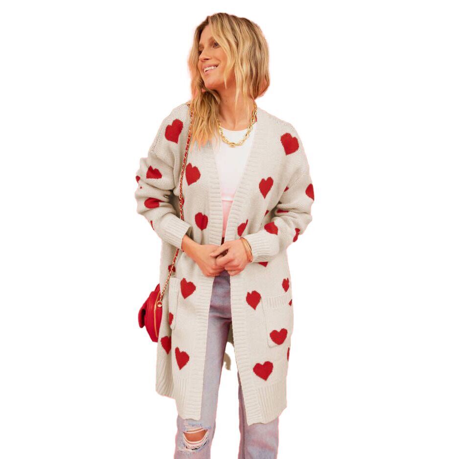 （Pre Order）Adults Valentine's Day Love Knitted Long Cardigan