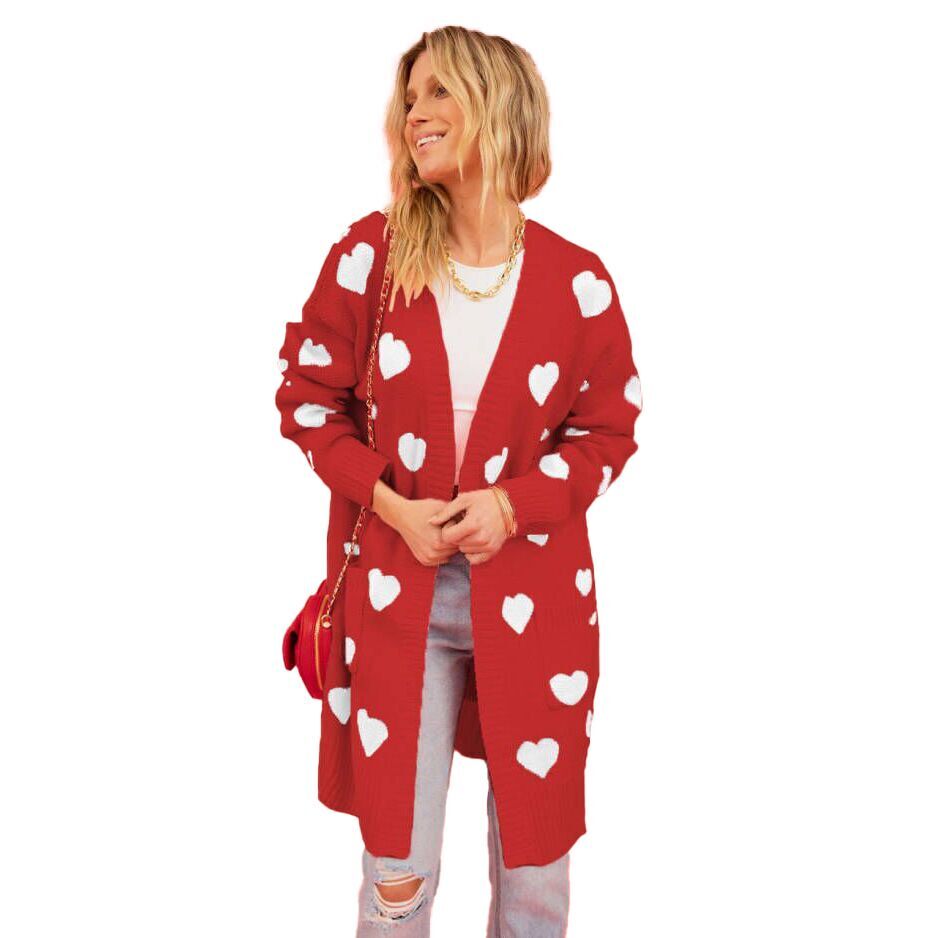 （Pre Order）Adults Valentine's Day Love Knitted Long Cardigan