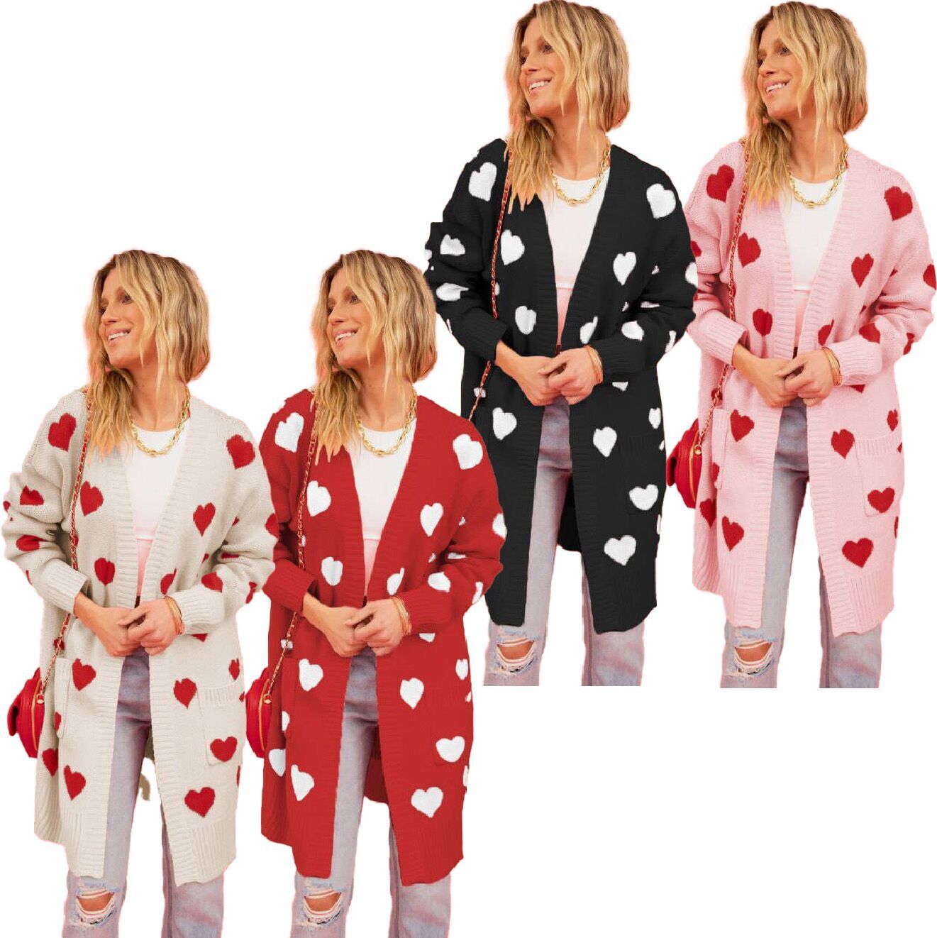 （Pre Order）Adults Valentine's Day Love Knitted Long Cardigan