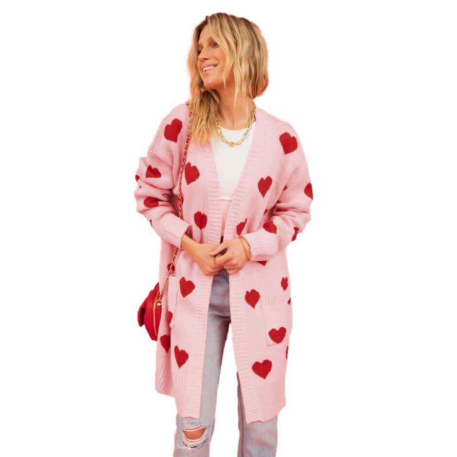 （Pre Order）Adults Valentine's Day Love Knitted Long Cardigan