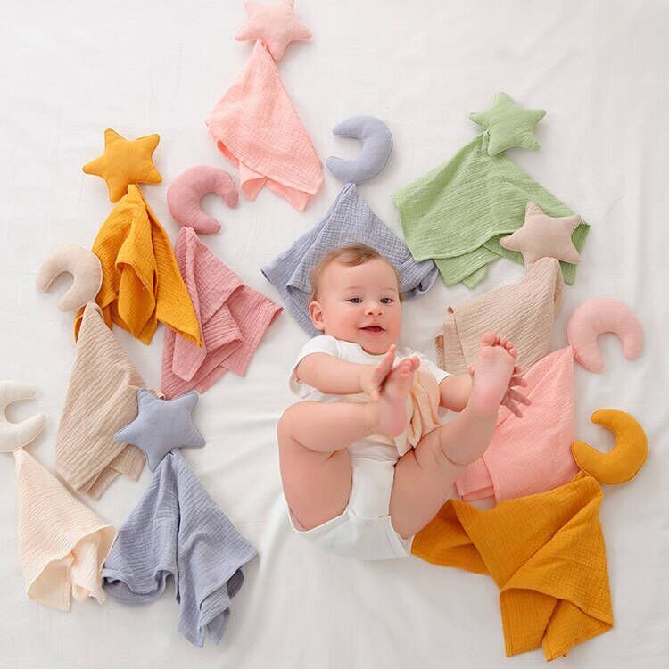 （Pre Order）Personalized Baby Comfort Muslin Lovey with Star & Moon Plush