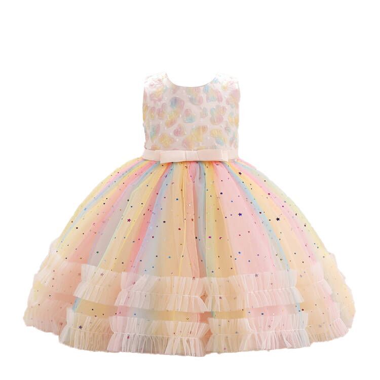 （Pre Order）Girls Easter Colorful Sequin Mesh Dress