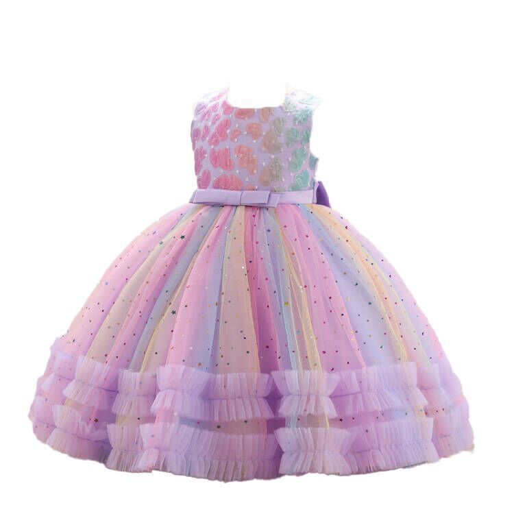 （Pre Order）Girls Easter Colorful Sequin Mesh Dress