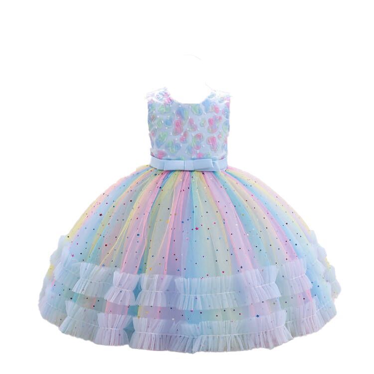 （Pre Order）Girls Easter Colorful Sequin Mesh Dress