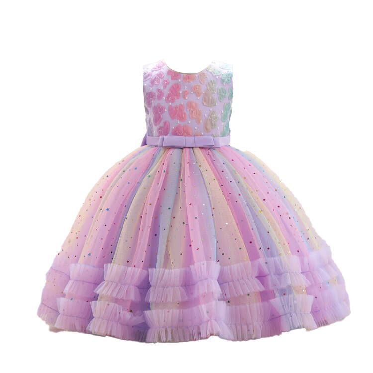 （Pre Order）Girls Easter Colorful Sequin Mesh Dress