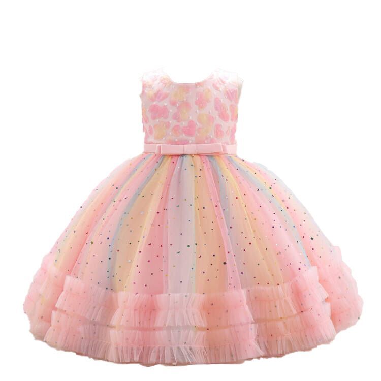 （Pre Order）Girls Easter Colorful Sequin Mesh Dress