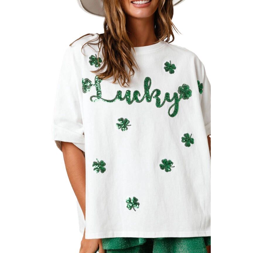 （Pre Order）Adults St.Patrick's Day Shamrock Sequin Top