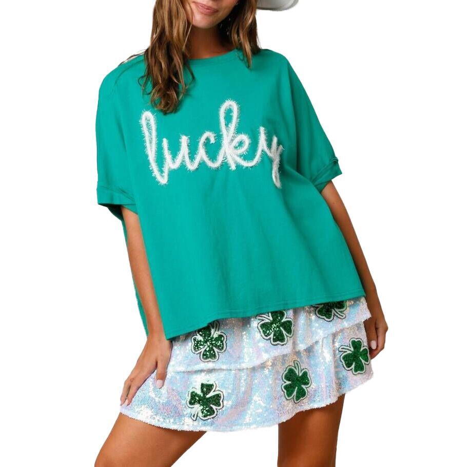 （Pre Order）Adults St.Patrick's Day Shamrock Sequin Top