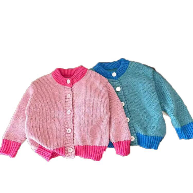 （Pre Order）Girls Spring Blue ＆ Pink Cardigan sweater