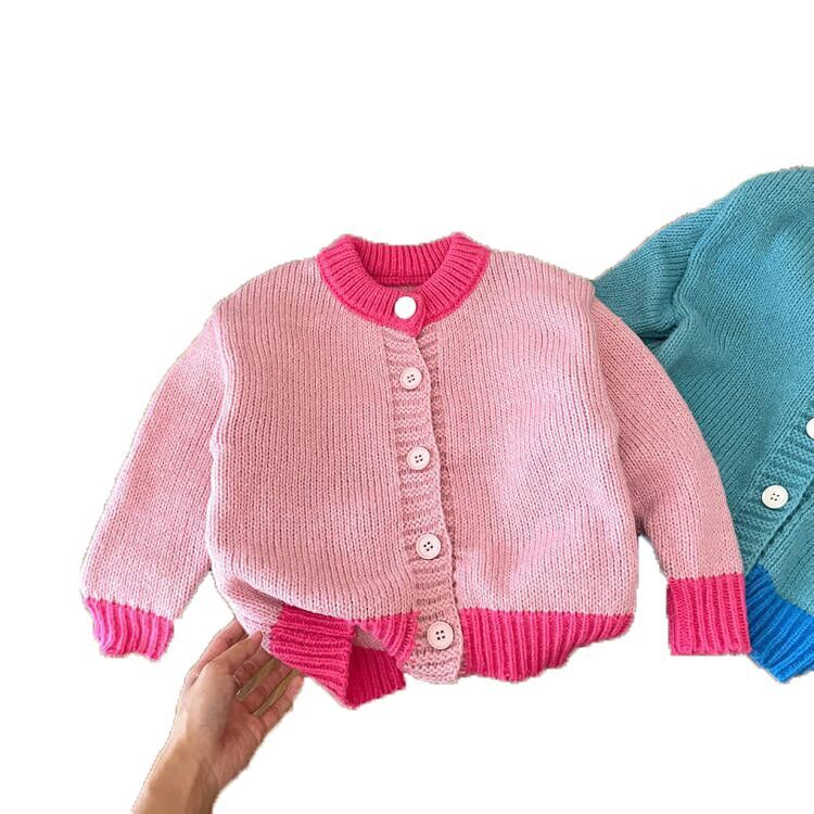 （Pre Order）Girls Spring Blue ＆ Pink Cardigan sweater