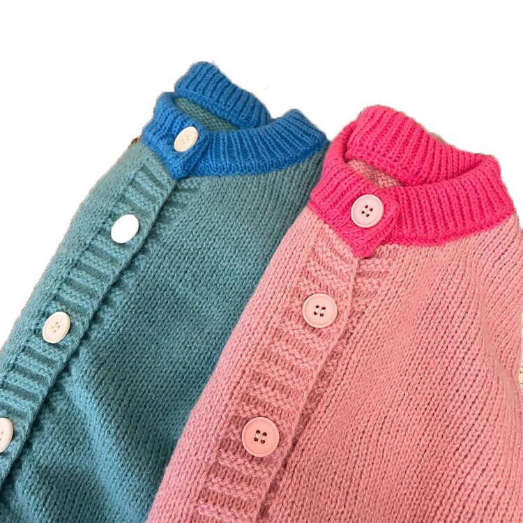 （Pre Order）Girls Spring Blue ＆ Pink Cardigan sweater